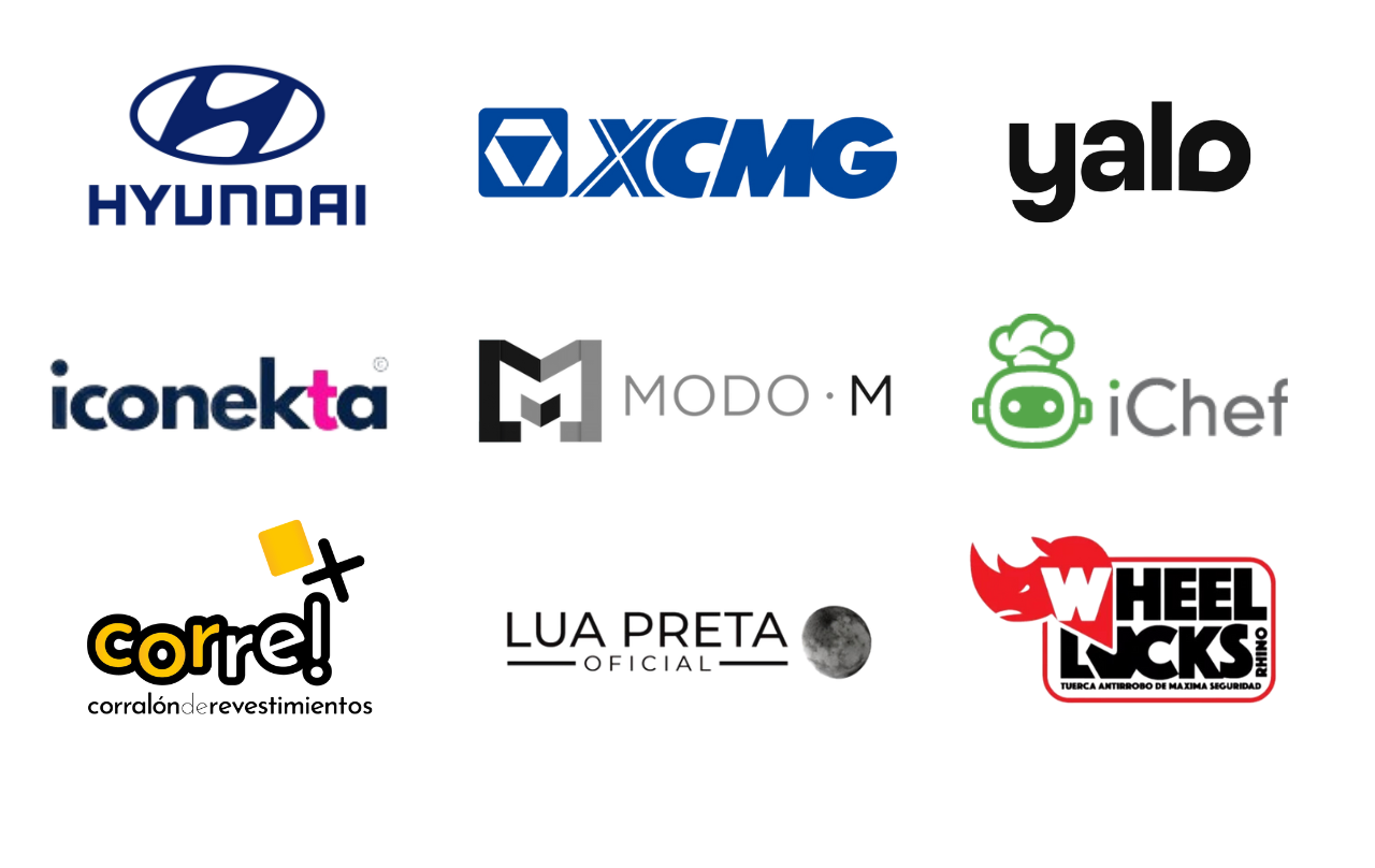 DAND_Marcas que confían en nosotros DAND Clientes: Hyundai, XCMG, YALO. iconekta, iChef, Corre, Lua Preta, Wheel Locks